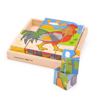 Puzzle cubic - Animalute de la ferma PlayLearn Toys foto