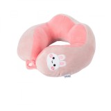 Pern&Auml; de c&Auml;l&Auml;torie ergonomic&Auml; pentru g&Atilde;&cent;t &Egrave;i cap, bumbac moale, suport confortabil, model brodat iepure, 28x28x10 cm, roz