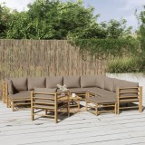 VidaXL Set mobilier de grădină cu perne gri taupe, 12 piese, bambus