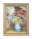 Cumpara ieftin Tablou celebru inramat pictat manual, Flori in vaza albastra - 45x35cm ulei pe panza reproducere Vincent van Gogh