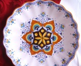 FRUCTIERA CENTRU DE MASA PLATOU MAJOLICA / CERAMICA PICTATA MANUAL FAENZA ITALIA 32 CM