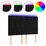 Cumpara ieftin Tablie de pat cu LED, negru, 144x5x118/128 cm, catifea
