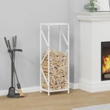 Suport Lemne Foc Gossi, Otel Laminat, Alb 34x25x100cm, Interior/Exterior, Capacitate 100kg, Uscare Optima