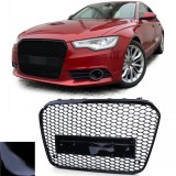 Grilaj Sport cu Structura Tip Fagure fara Emblema Negru Lucios potrivit pentru Audi A6 C7 4G 10-14 Performance AutoTuning