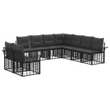 vidaXL Set de canapele de exterior 9 pcs Negru și Gri &icirc;nchis Poliester 3437715