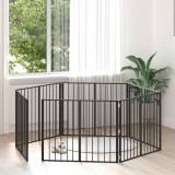 vidaXL Poartă pentru c&acirc;ini 6 pcs Negru 100 x 80 cm Oțel Galvanizat 891994