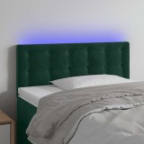 vidaXL Tăblie de pat cu LED, verde &icirc;nchis, 80x5x78/88 cm, catifea 3122079