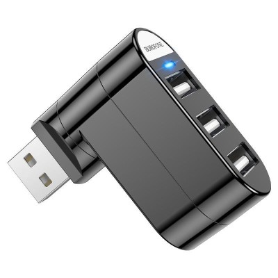Hub 3 x Port USB Splitter cu Indicator LED Borofone - Negru foto