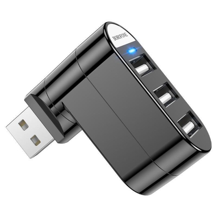 Hub 3 x Port USB Splitter cu Indicator LED Borofone - Negru