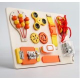 Tabla Senzoriala Busy Board tip Montessori, educativa, 9 Activitati de Motricitate fina si grosiera bebelusi si copii