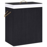 Cumpara ieftin Cos de rufe din bambus cu o sectiune, negru, 83 L
