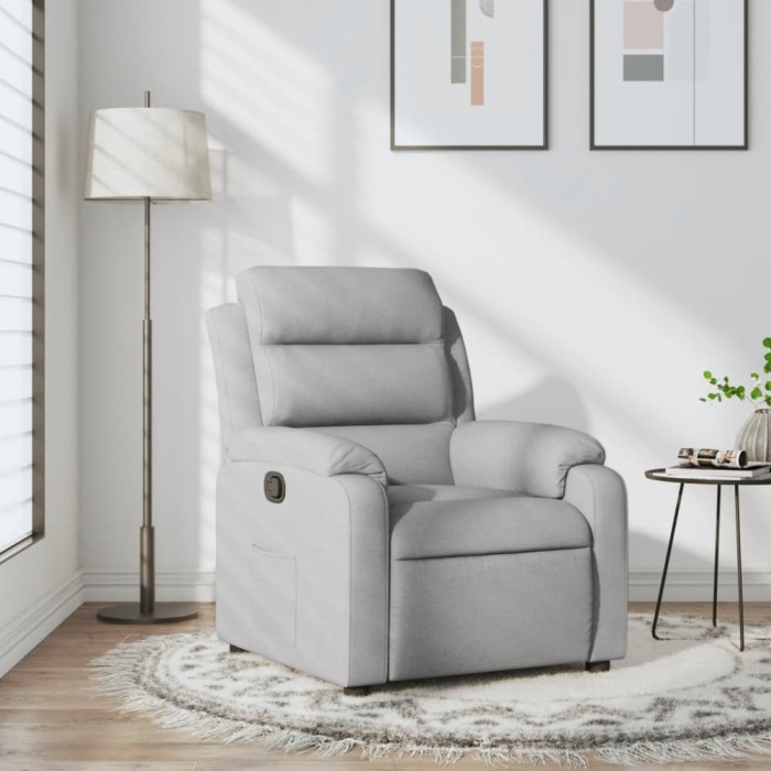 Gossi fotoliu rabatabil, gri deschis, material textil