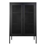 Vitrină Melbourne, metal negru, 2 uși din plasă, 80x40x120 cm
