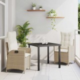 Cumpara ieftin Set de Dining pentru Grădină cu 3 Piese și Perne Bej din Poly Ratan