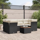 Gossi set canapele de gradina cu perne, 7 piese, negru, poliratan