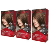 Pachet Promotional Revlon Vopsea Par Colorsilk numarul 47 Castano Medio Intenso cu Keratina X 3 bucati