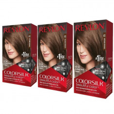 Pachet Promotional Revlon Vopsea Par Colorsilk numarul 47 Castano Medio Intenso cu Keratina X 3 bucati foto