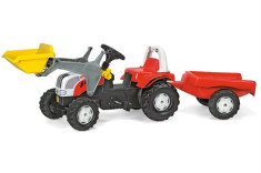 Tractor Cu Pedale Si Remorca Rolly Toys 023936 Alb Rosu foto
