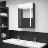 Dulap Baie Oglinda LED vidaXL Negru Lucios 50x13x70 cm MDF 3 Rafturi