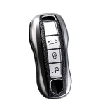 Husa Cheie Porsche, Smartkey Model Nou, 3 Butoane, Tpu, Aspect piele, Gri AutoProtect KeyCars, Oem