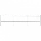 VidaXL Gard de grădină cu v&acirc;rf curbat, negru, 5,1 x 1 m, oțel