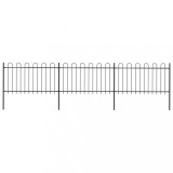 vidaXL Gard de grădină cu v&acirc;rf curbat, negru, 5,1 x 1 m, oțel