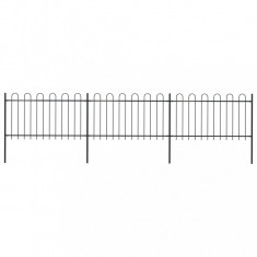 vidaXL Gard de grădină cu vârf curbat, negru, 5,1 x 1 m, oțel