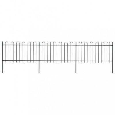 vidaXL Gard de grădină cu v&amp;acirc;rf curbat, negru, 5,1 m, oțel foto