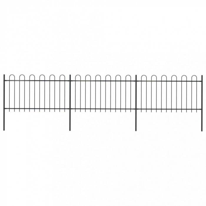 Gard de gradina cu varf curbat, negru, 5,1 m, otel GartenMobel Dekor