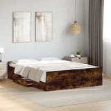 VidaXL Cadru pat cu sertare stejar fumuriu 140x190 cm lemn prelucrat