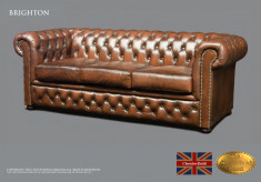 Canapea extensibila din piele naturala-Chesterfield Brand foto