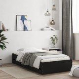 VidaXL Cadru de pat cu sertare, negru, 100x200 cm, lemn prelucrat