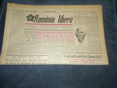 ZIARUL ROMANIA LIBERA 21 SEPTEMBRIE 1949 foto