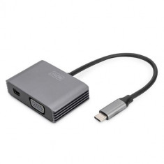 Adaptor, DIGITUS, USB-C la VGA / Mini DisplayPort, 20 cm