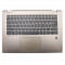 Carcasa superioara cu tastatura palmrest Laptop, Lenovo, Flex 5-1470 Type 80X1, 81C9, 5CB0N67686, AM1YM000200, iluminata, fingerprint, aurie, layout U