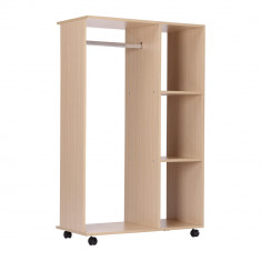 HOMCOM Dulap Multifuncțional cu Cuier și 3 Rafturi, Spațiu Deschis pentru Depozitare, 80x40x128 cm, Ideal pentru Hol | Aosom Romania