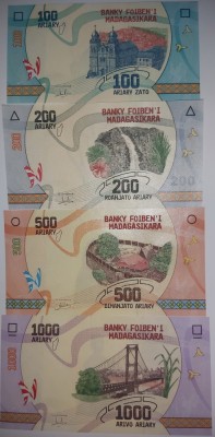 Bancnota Madagascar 100, 200, 500 si 1,000 Ariary 2017 - PNew UNC ( set x4 ) foto