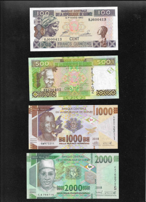 Set Guinea Guineea 100+500+1000+2000 francs franci unc foto