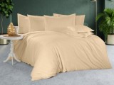 Cumpara ieftin Lenjerie de pat dublu din microfibră, cu 2 fete de perna si cearceaf cu elastic 160x200cm Bej