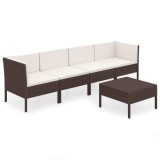 Cumpara ieftin Set mobilier de gradina cu perne, 5 piese, maro, poliratan