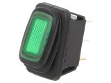 Comutator Basculant ON-OFF 16A 12V Verde Negru IP65