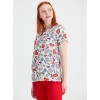 Bluza medicala alba cu imprimeu, Model Inimi Light - XS