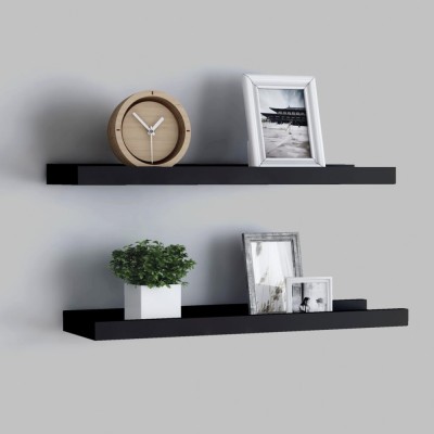 Gossi rafturi rame foto cu bordura, 2 buc., negru, 60 x 9 x 3 cm, mdf foto