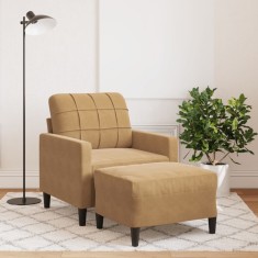 vidaXL Fotoliu canapea cu taburet, maro, 60 cm, catifea