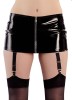 Fusta mini cu fermoar frontal, BLACK LEVEL, neagra, super scurta, cu 4 bretele detasabile