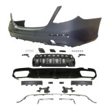 Set bara spate MERCEDES Clasa E (W213), 03.2016-, cu / fara capac senzor parcare, gauri senzori parcare; grunduit, de vopsit; type E63 AMG; cu absorb