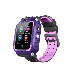 Ceas Smartwatch Pentru Copii YQT T10-360, 4G, GPS, Rotire 360 grade, Apel video, Rezistent la apa, Camera duala, Mov foto
