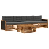 vidaXL Set de canapele de exterior cu pernă 5 pcs Natural și Antracit 3382985