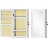 HOMCOM Dulăpior Oglindă pentru Bijuterii Montabil pe Perete cu 2 Chei, din MDF, Alb | Aosom Romania