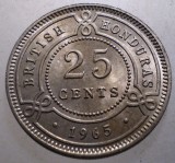 B.415 BRITISH HONDURAS COLONIE BRITANICA ELIZABETH II 25 CENTS 1965 XF/AUNC
